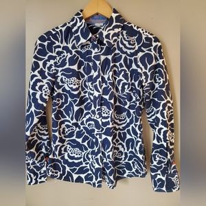 Button down Boden Navy Floral Top